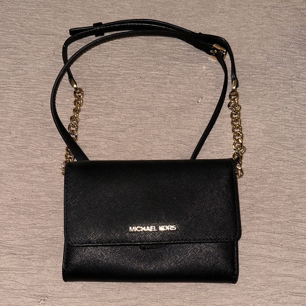 Michael Kors Black and Gold Crossbody Bag